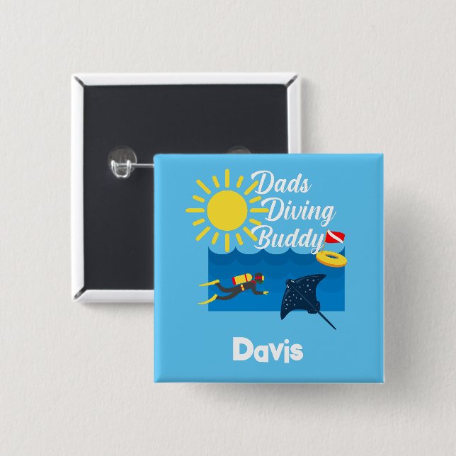 Vater tauchen Buddy Design - Square Button (Vorne & Hinten)