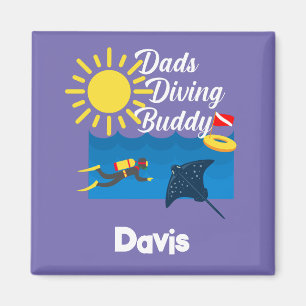 Vater tauchen Buddy Design - Square Magnet