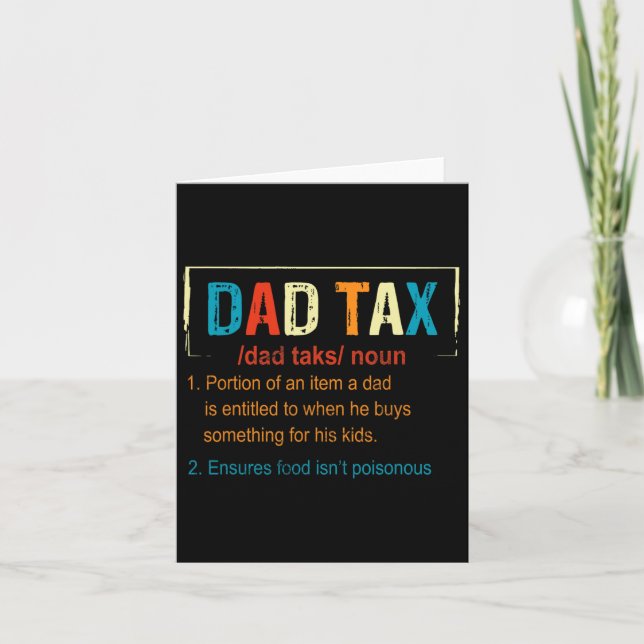 Vater Tax Definition Funny Vathday Männer Jungs Ge Karte (Vorderseite)