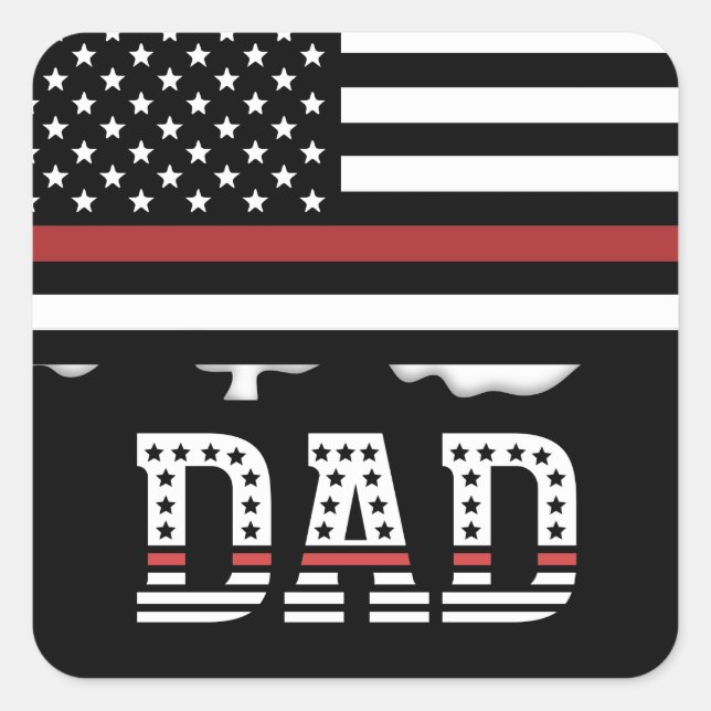 Vater Thin Red Line Feuerwehrmann Vater Geschenke Quadratischer Aufkleber (Vorderseite)