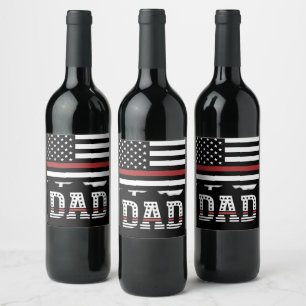 Vater Thin Red Line Feuerwehrmann Vater Geschenke Weinetikett