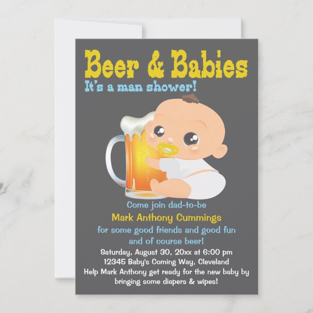 Vater-to-be-Baby-Dusche für Bier und Babys Einladung (Vorderseite)
