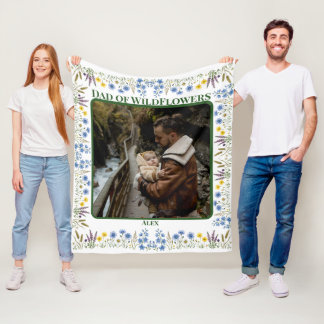 Vater-Tochter-Individuelle-Foto-Wildblumen-Vater-F Fleecedecke