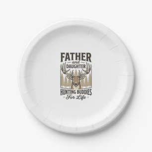 Vater-Tochter-Jagdbegleiter-Hirsch-Shirt-Design_ Pappteller