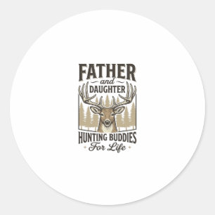 Vater-Tochter-Jagdbuddie-Hirsch-Shirt-Design_ Runder Aufkleber