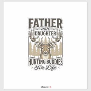 Vater-Tochter-Jagdbuddies-Hirsch-Shirt-Design_ Aufkleber