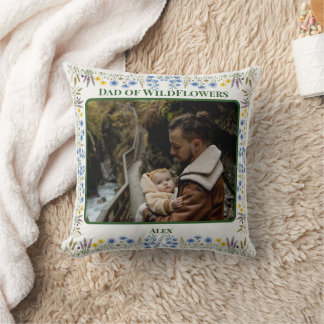 Vater-Tochter-Personalisierte-2-Fotos-Wildblume-Va Kissen