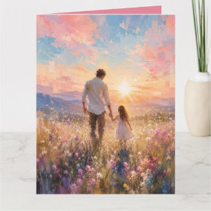 Vater-Tochter-Sonnenaufgang-Gemälde Karte
