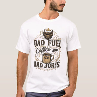 Vater-Treibstoff Kaffee und schlechte Witze Lustig T-Shirt