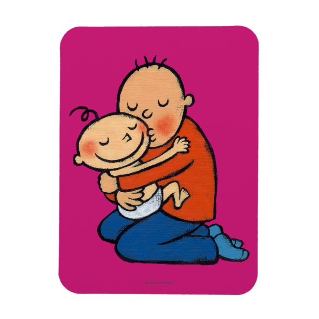 Vater und Baby-Umarmung Magnet (Vertikal)
