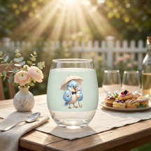 Vater- und Baby-Vogel-Stemless-Glas