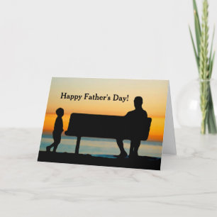 Vater und Kind am Sonnenuntergang Einzigartiges Fo Karte