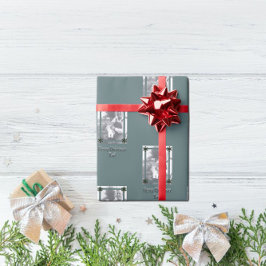 Vater und Kind Foto Frohe Weihnachten Vater Grün Geschenkpapier