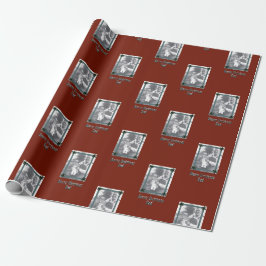 Vater und Kind Foto Frohe Weihnachten Vater Rot Geschenkpapier