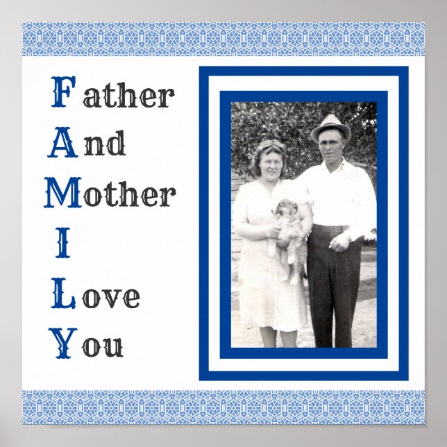 Vater und Mutter Ich Liebe Sie Familie Foto Poster (Vorne)
