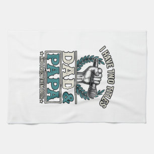 Vater und Papa Rock-Titel Vintage-Mikrofon-Shirt_ Geschirrtuch