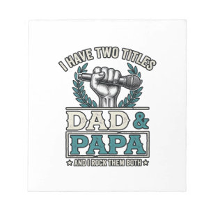 Vater und Papa Rock-Titel Vintage-Mikrofon-Shirt_ Notizblock