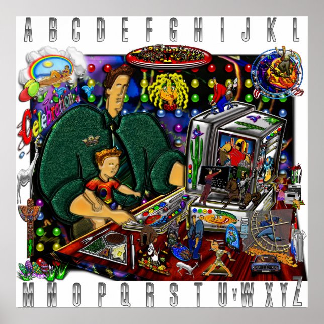 Vater und Sohn am Computer II Square Poster (Vorne)
