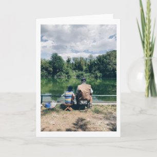 Vater und Sohn Angeln im See Ihr eigenes Foto Karte