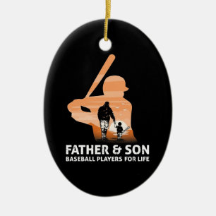 Vater und Sohn Baseball Spieler für das Leben Keramik Ornament