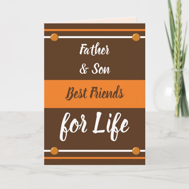 Vater und Sohn beste Freunde braun und orange Karte (Vorderseite)