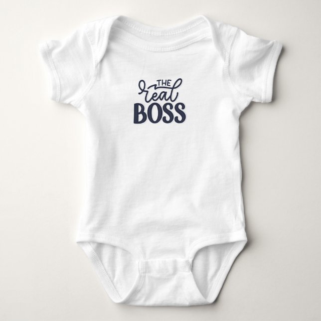 Vater und Sohn "der echte Chef" Baby Strampler (Vorderseite)