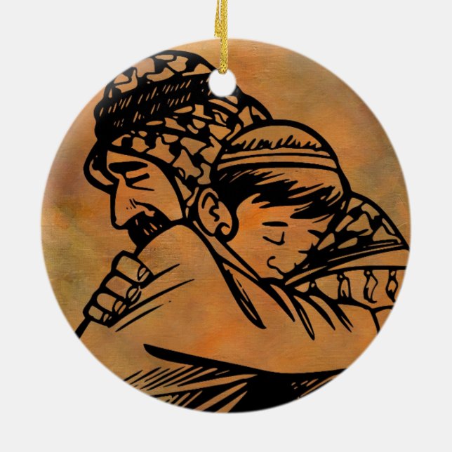 Vater und Sohn, die inspirierende Kunst annehmen Keramikornament (Hinten)