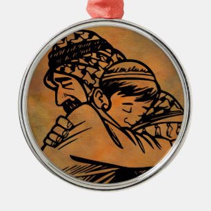 Vater und Sohn, die inspirierende Kunst annehmen Silbernes Ornament