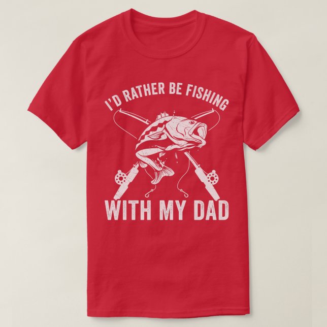 Vater und Sohn eher Fischen mit Vater Funny T-Shirt (Design vorne)