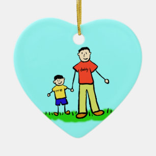 Vater-und-Sohn-Familienfiguren als individuelle Or Keramik Ornament