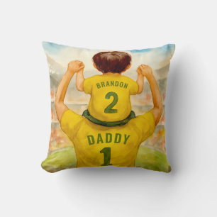 Vater und Sohn Football Jersey Back View Kissen