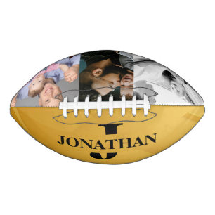 Vater-und-Sohn-Fotodesign mit schwarzer Initiale Football