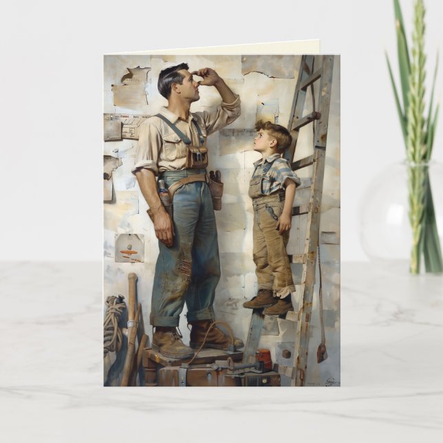 Vater und Sohn Gazing Up Karte (Vorderseite)