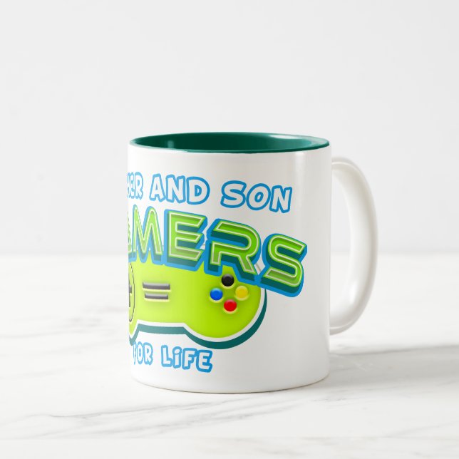 Vater und Sohn - Lebensgefährte Zweifarbige Tasse (VorderseiteRechts)