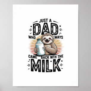 Vater und Sohn mit Milch Faultier Grafikdesign-01 Poster