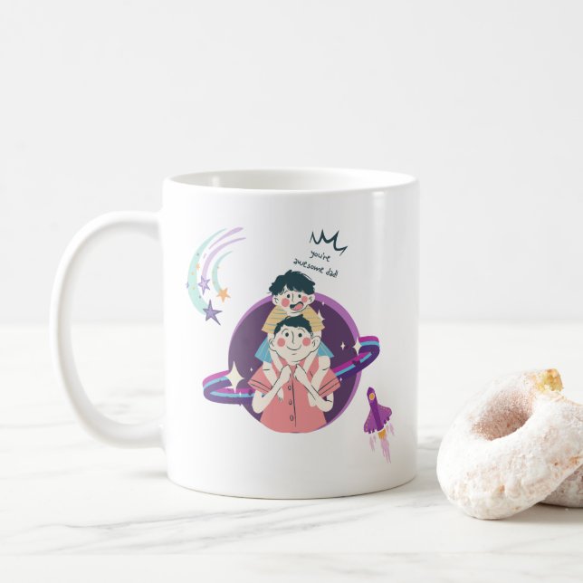 Vater und Sohn Muster Kaffeetasse (Mit Donut)