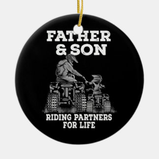 Vater und Sohn reiten Partner für Lebensvater Keramik Ornament