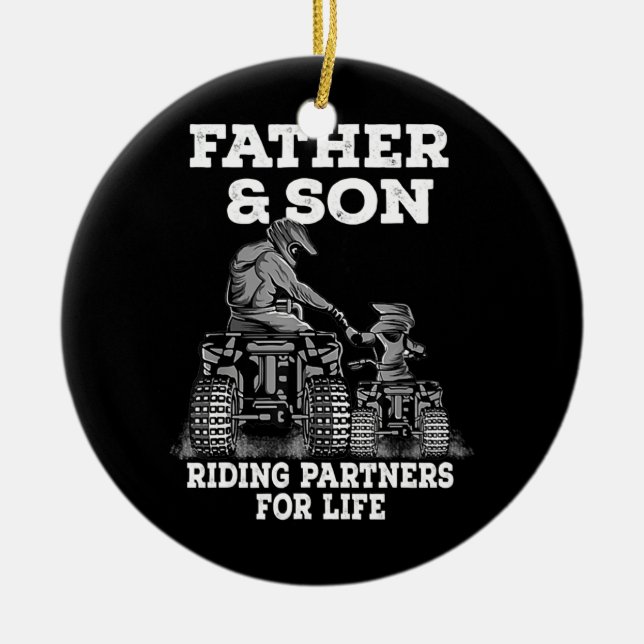 Vater und Sohn reiten Partner für Lebensvater Keramik Ornament (Vorne)