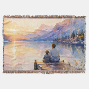 Vater-und-Sohn-See-Wasserfarben-Kunstwerk Decke