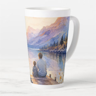 Vater-und-Sohn-See-Wasserfarben-Kunstwerk Milchtasse