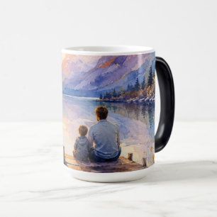 Vater-und-Sohn-See-Wasserfarben-Kunstwerk Verwandlungstasse