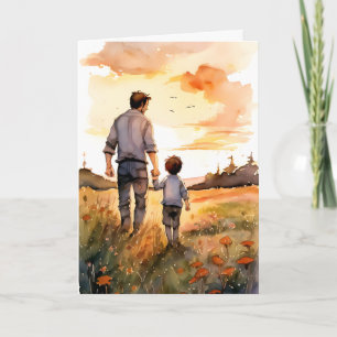 Vater und Sohn Sonnenuntergang Spaziergang Vaterta Karte