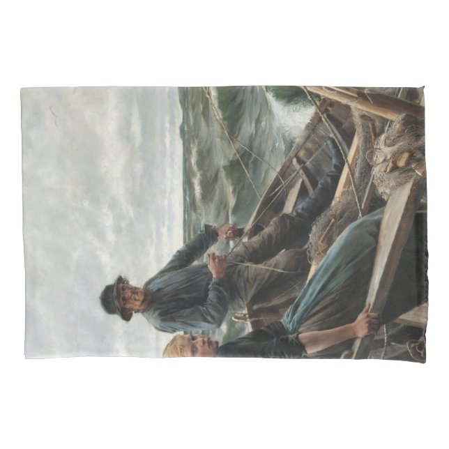 Vater und Tochter auf See (von Albert Edelfelt) Kissenbezug (Vorderseite-Links)