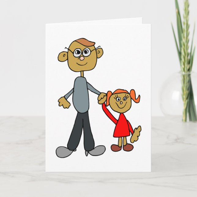 Vater und Tochter Cartoon am besten Papa Karte (Vorderseite)