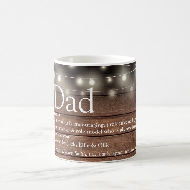 Vater Vater Definition Rustikale Holz-Lichterkette Kaffeetasse (Mittel)