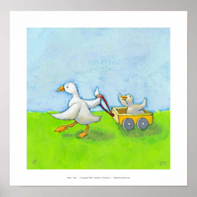Vater - Vater Papa Dute Baby in Waggon niedliche S Poster (Vorne)