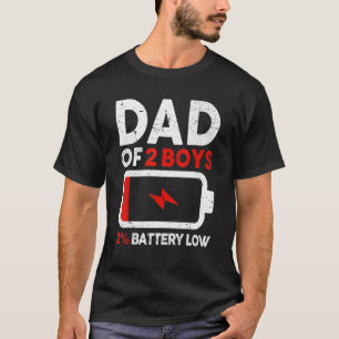 Vater Vater von 2 Boys mit niedrigem Akku T-Shirt
