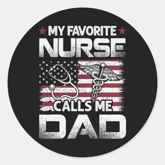Vater Vathers Day Meine Lieblings-Krankenschwester Runder Aufkleber (Vorderseite)