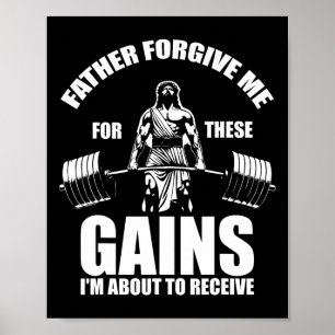 Vater vergib mir für diese Gewinne - Funny Gym Mot Poster