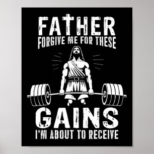 Vater vergib mir für diese Gewinne - Funny Gym Mot Poster